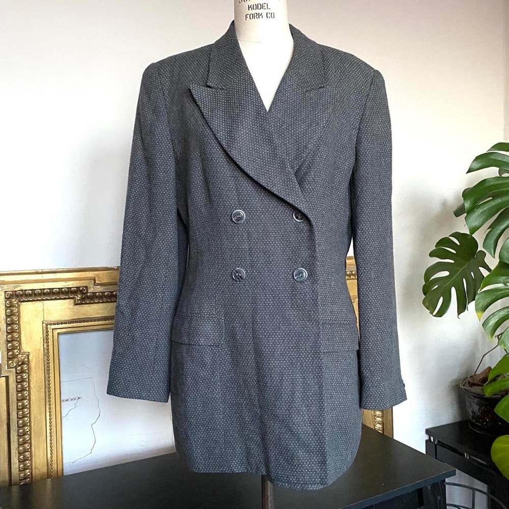 Vintage ‘90s Evan Picone grey polka dot blazer sz M - sz 8 / 10